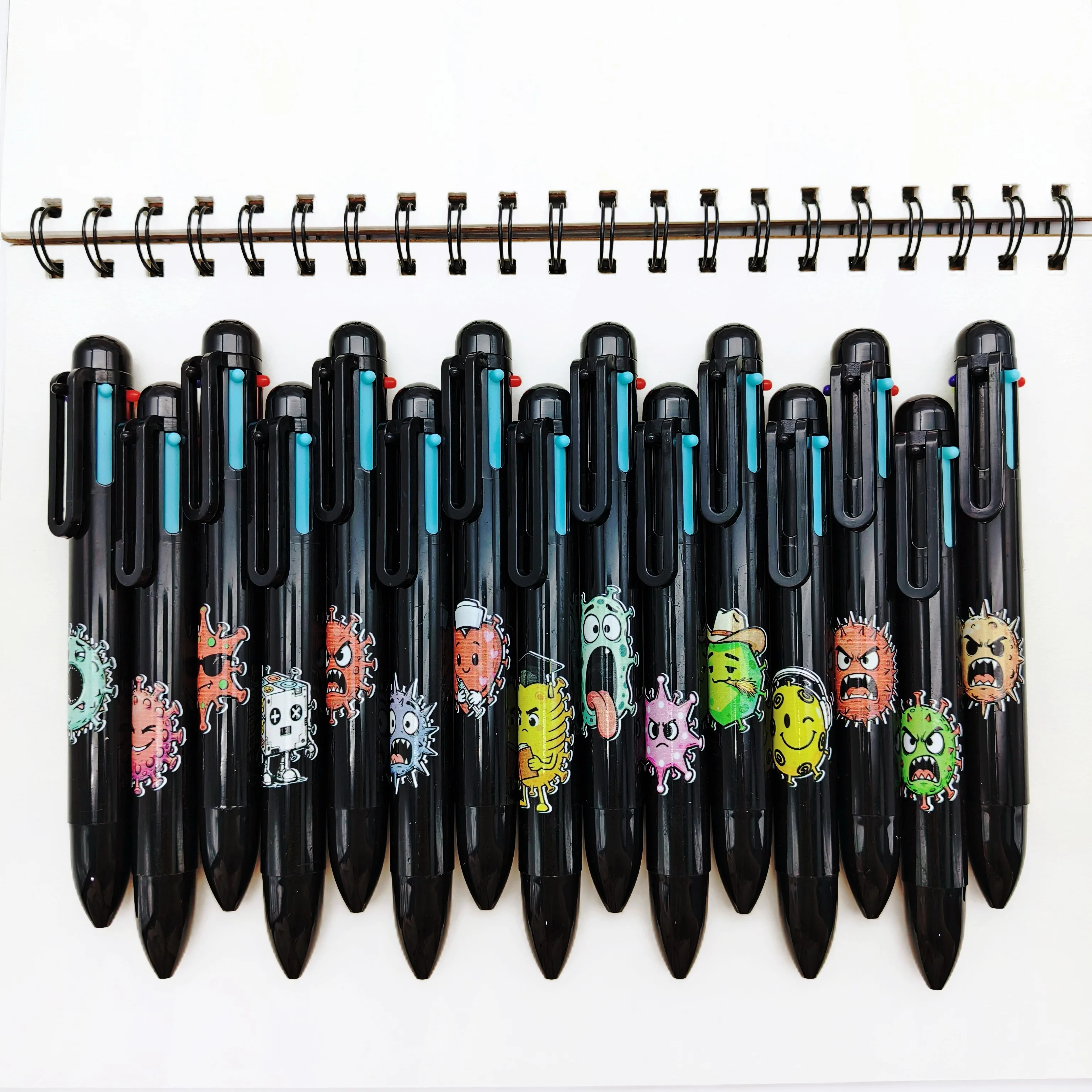 

15PCS/25PCS Virus Series Multi Color Ballpoint Pen Virus Microbial Creative Styling Six in One Multi Color Pen