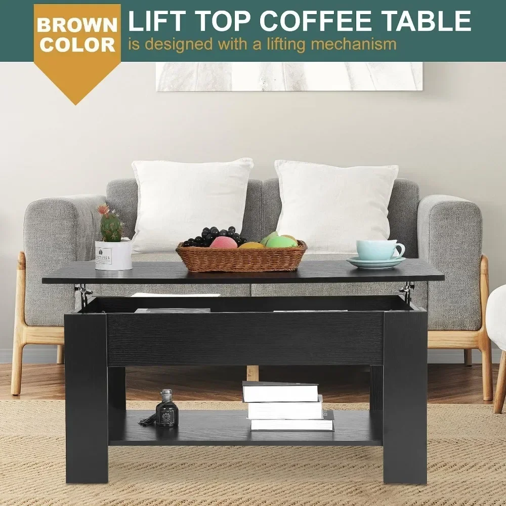 Coffee Table Lift Top Coffee Tables with Hidden Compartment and Storage Shelf Wooden Lift Tabletop Dining Table for