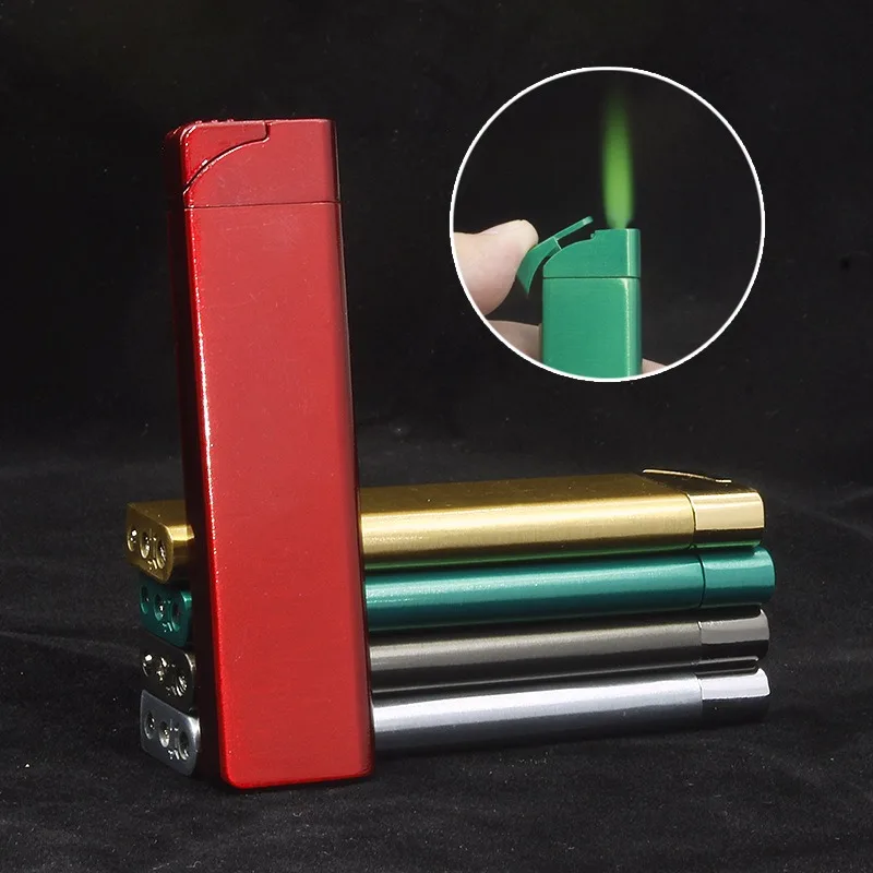 

Green Flame Cigarette Lighter Inflatable Butane Gas Lighter Windproof Torch Lighter Smoking Accessories Gadgets for Men Gifts