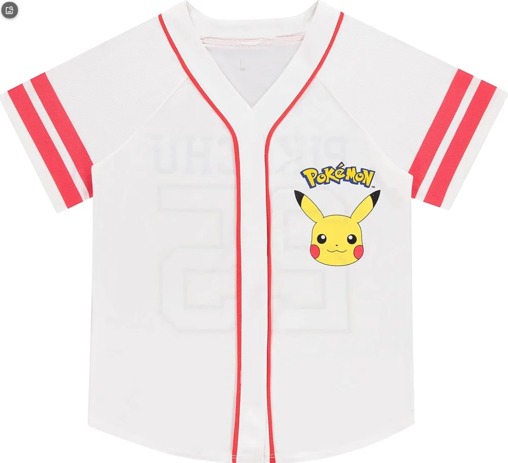 

Новая бейсбольная футболка Покемон Пикачу 2026 года для детей и взрослых, быстросохнущая, подходит для повседневной носки и тренировок, семейный комплект
