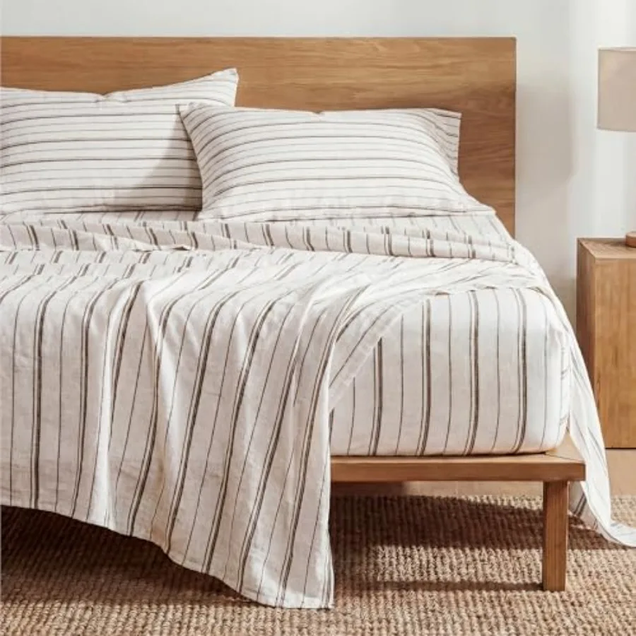 Sheets Size Fits Mattresses Up to 16" Deep 4 Pcs Breathable Bed Sheets Imitation Cotton Textured Jacquard Bedding Sheet Set Dob