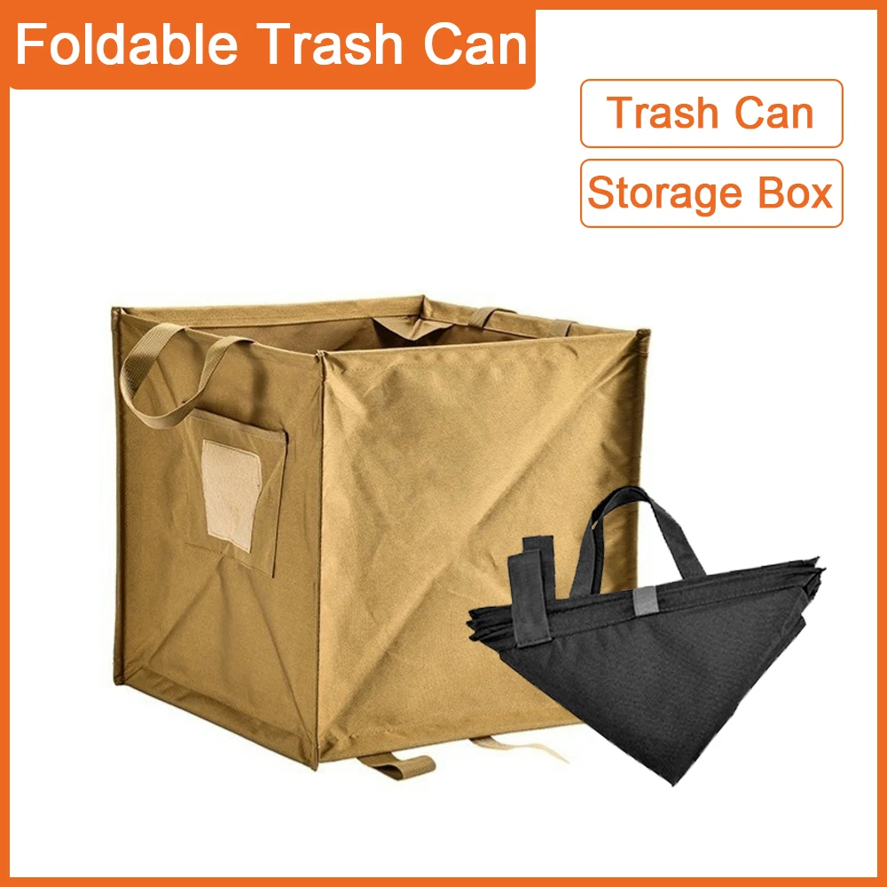 Foldable Outdoor Trash Can 600D Oxford Cloth Multifunctional Portable Storage Bin for Camping Travel Picnic Waste Collection