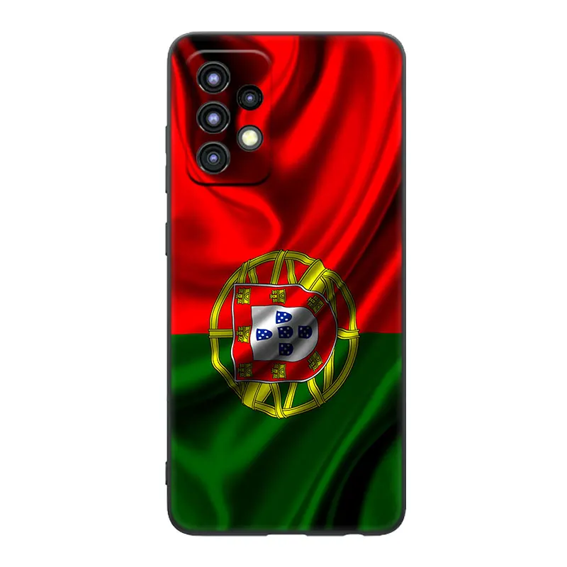 Portugal flag Black Case For Samsung Galaxy A04S A04E A12 A13 A14 A22 A23 A32 A33 A34 A50 A51 A52S A53 A54 A70 A71 A72 A73 5G