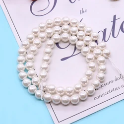 Round Natural Imitation Pearls Round Loose Beads White Shell Jewelry Making Bracelet Necklace Accessories for DIY Crafts Gifts