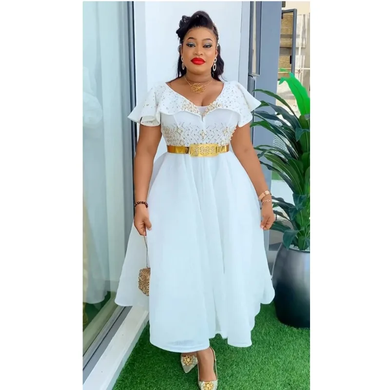 

Plus Size African Wedding Party Dresses Women 2024 New Dashiki Ankara Evening Gown Elegant Turkey Outfit Robe Africa Clothes