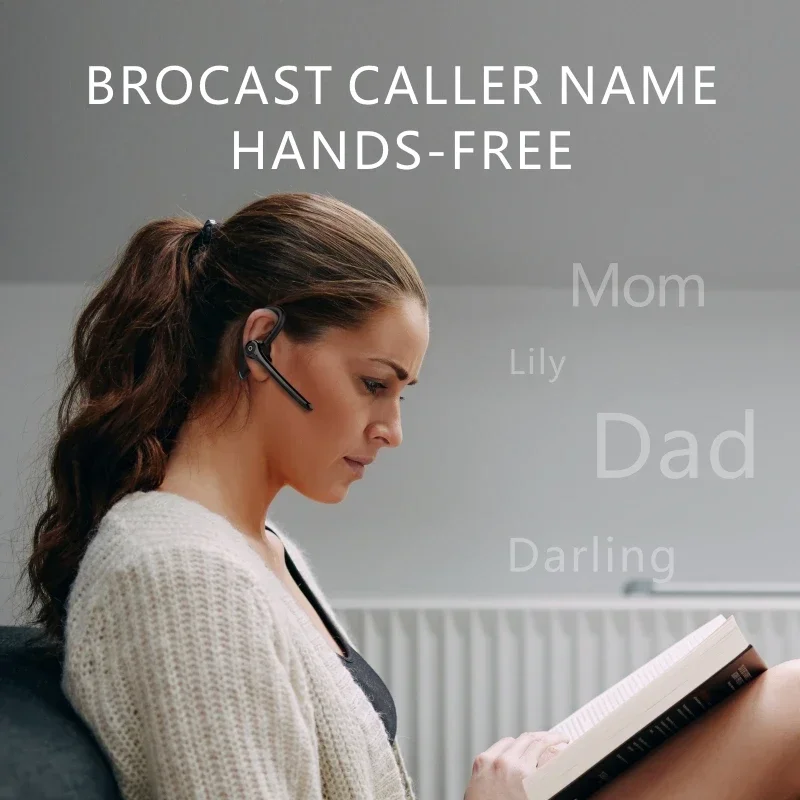 2021ใหม่หูฟังบลูทูธลดเสียงรบกวนหูฟังไร้สาย HD Mic แฮนด์ฟรีเชื่อมต่อ2โทรศัพท์สำหรับกีฬา