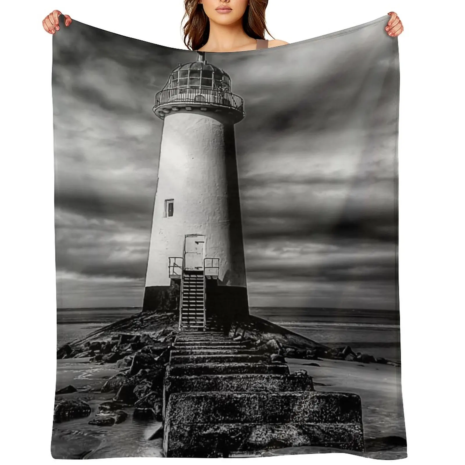 Плед Talacre Lighthouse Point of Ayre Wales, мягкий клетчатый плед для диванов, декоративное покрывало для дивана