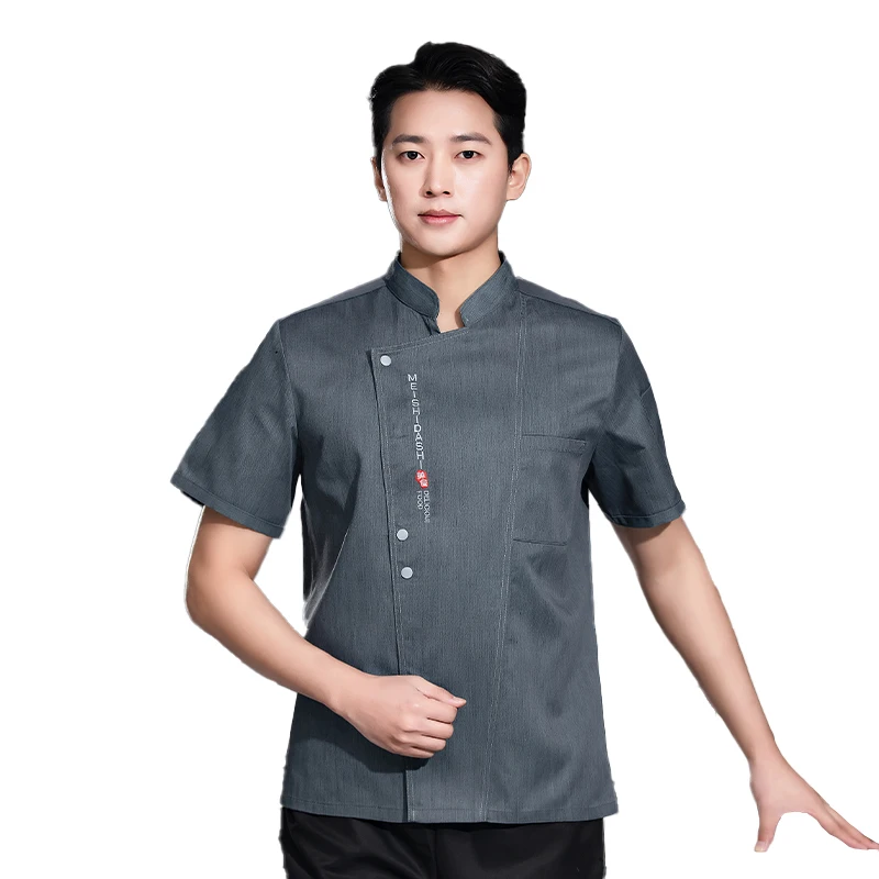 Ropa de trabajo de camarero de panadería para hombres, camisa de Chef de cocina, chaqueta de camarero, ropa de cocina, Tops, uniforme de restaurante de Hotel, ropa de trabajo