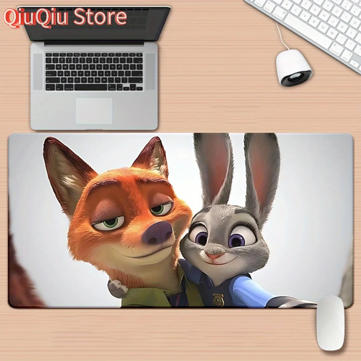 

1pc Zootopia XXL Mouse Pad - Non-Slip Rubber Base, Large Desk Mat with Judy Hopps & Nick Wilde Design, Multi-Functional for Offi