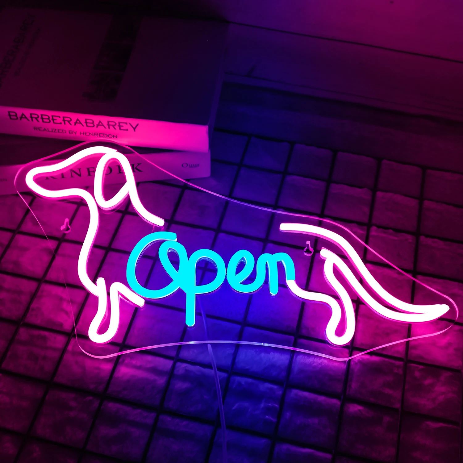 Dachshund Open Neon Led Sign Art Dog Wall Glow Decor Dimmable Room Decoration For Pet Shop Animal Club Welcome Logo USB Powered