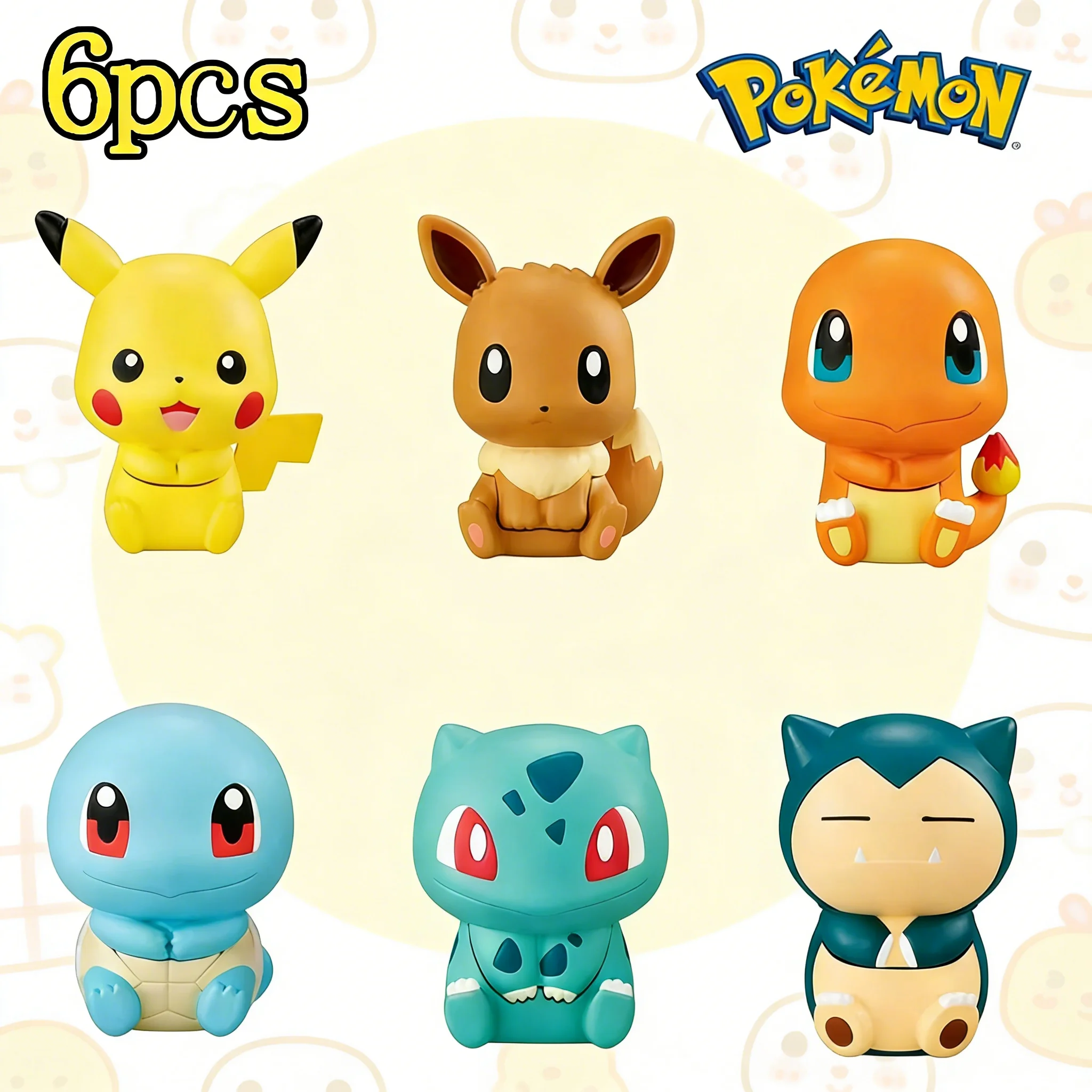 Figuras de Pokémon para niños y niñas, colección de juguetes de dibujos animados de Pikachu, Charmander, Squirtle, minifiguras de acción, 6 uds.