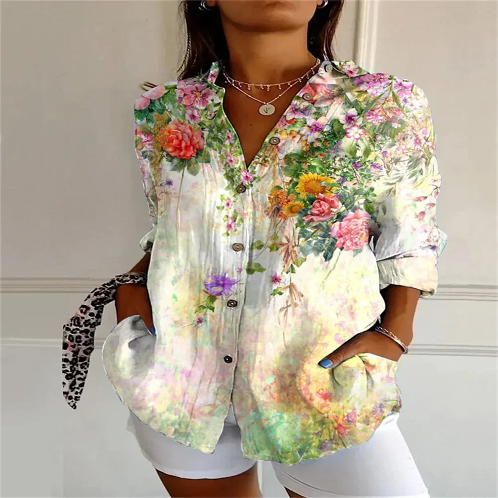 2024 Fashion Women Shirts 3D Printed Cover Button Tops Shirt Clothing Clear Outdoor Style Design Comfortable Casual