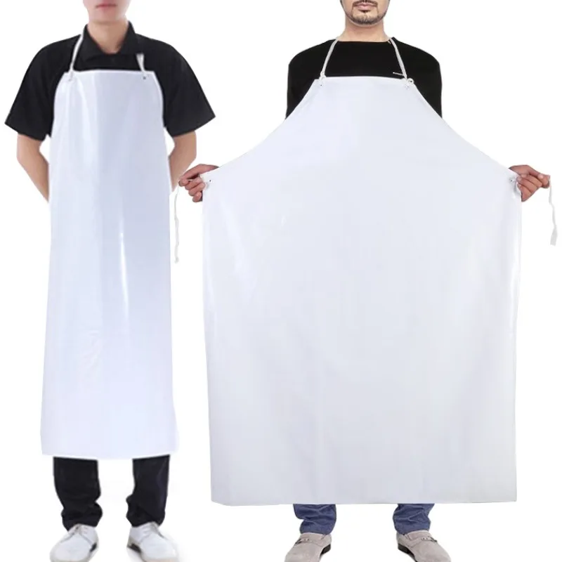 

1Pcs thickened white apron restaurant barbecue waterproof and oil-proof PVC apron men and women kitchen baking cooking apron