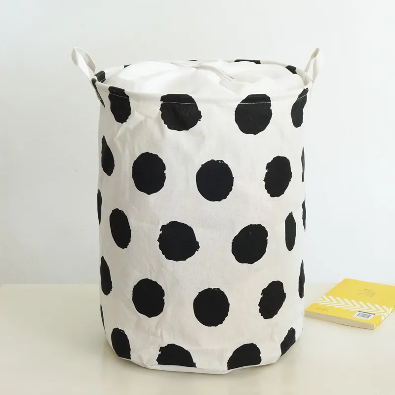 Beam Mouth Cotton And Linen Round Bucket Household Dirty Clothes Basket Fabric Large Waterproof Folding Stall Storage Bucket