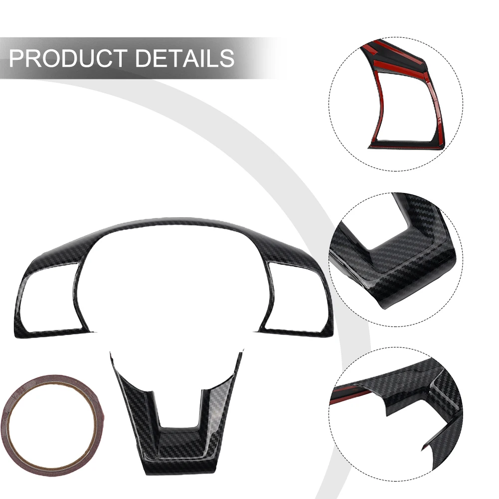 Enhance the Look of Your For Hyundai Sonata 2015-2019 with Scratch Proof Carbon Fiber Steering Wheel Button Cover Trim Set of 2