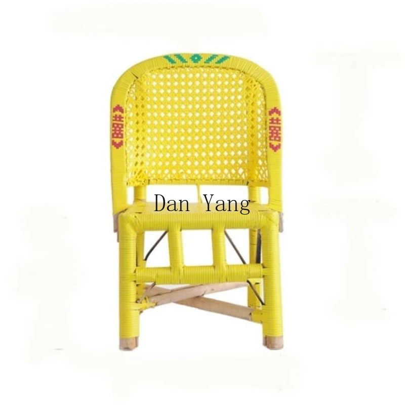 Cyh household handmade rattan chair durable armchair backrest mesh woven leisure chair