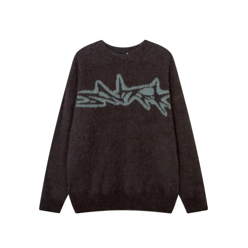 HELLOMARCEL 高品質 EU 米国サイズの高級ストリート男性レトロ鹿ぬいぐるみ厚いセーターヴィンテージジャカードラウンドネックセーター