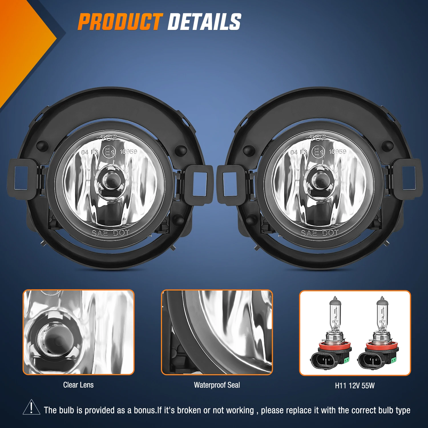 Nilight Fog Light Assembly Compatible with 2010-2019 Nissan Frontier | 2005 2006 2007 2008 2009 2010 2011 2012 2013 2014 2015 Xterra Plastic Bumper Driving Lamps Driver and Passenger Side