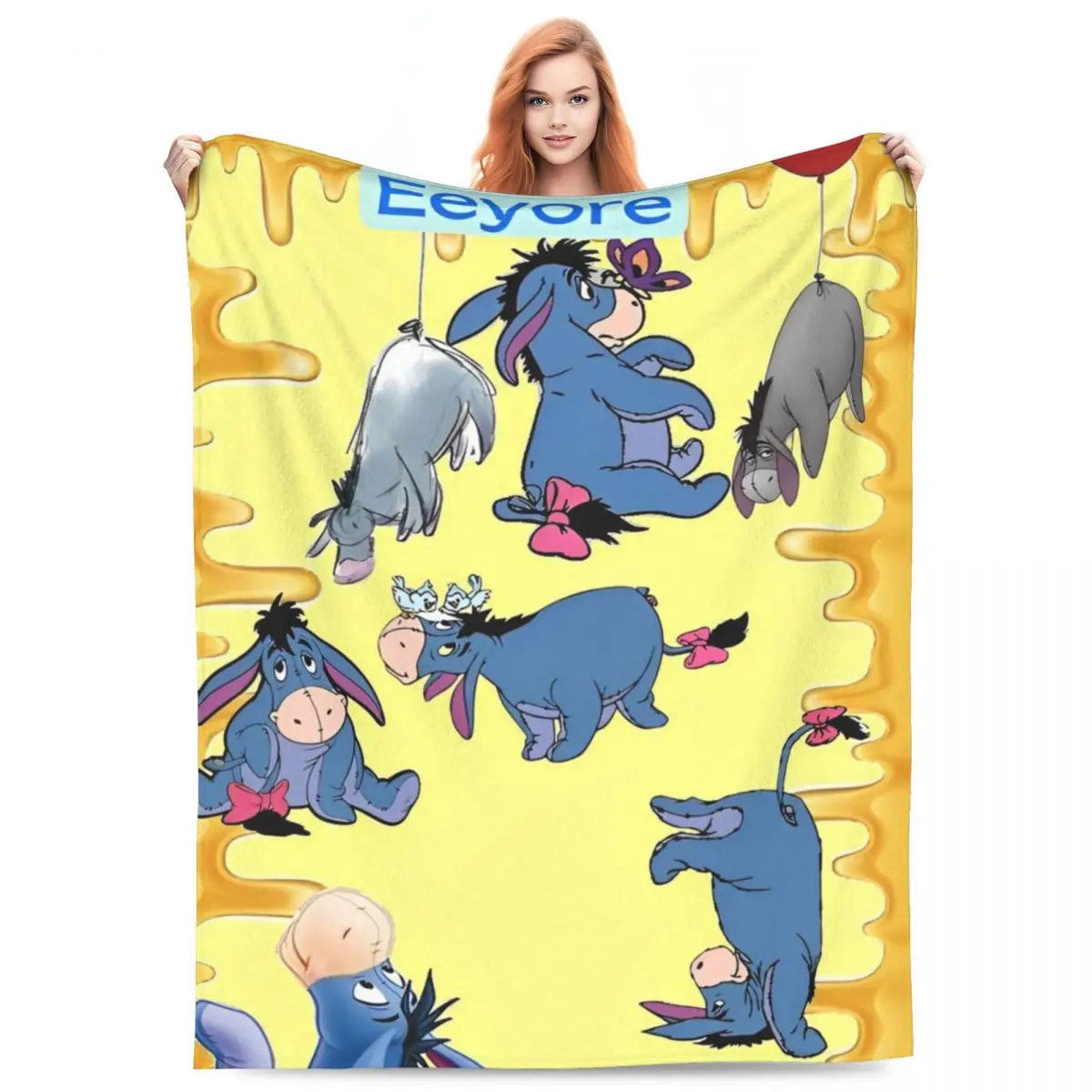 Eeyore Collages Blanket Eeyore Collages Soft Warm Plush Throw Blanket For Living Room Travel Office Flannel Bedspread Bed Cover