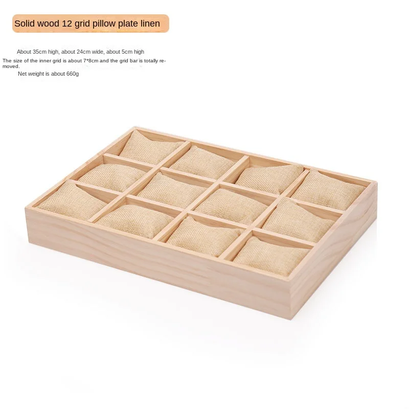 Solid Wood 12 Digit Pillow Plate Watch Bracelet Display Frame