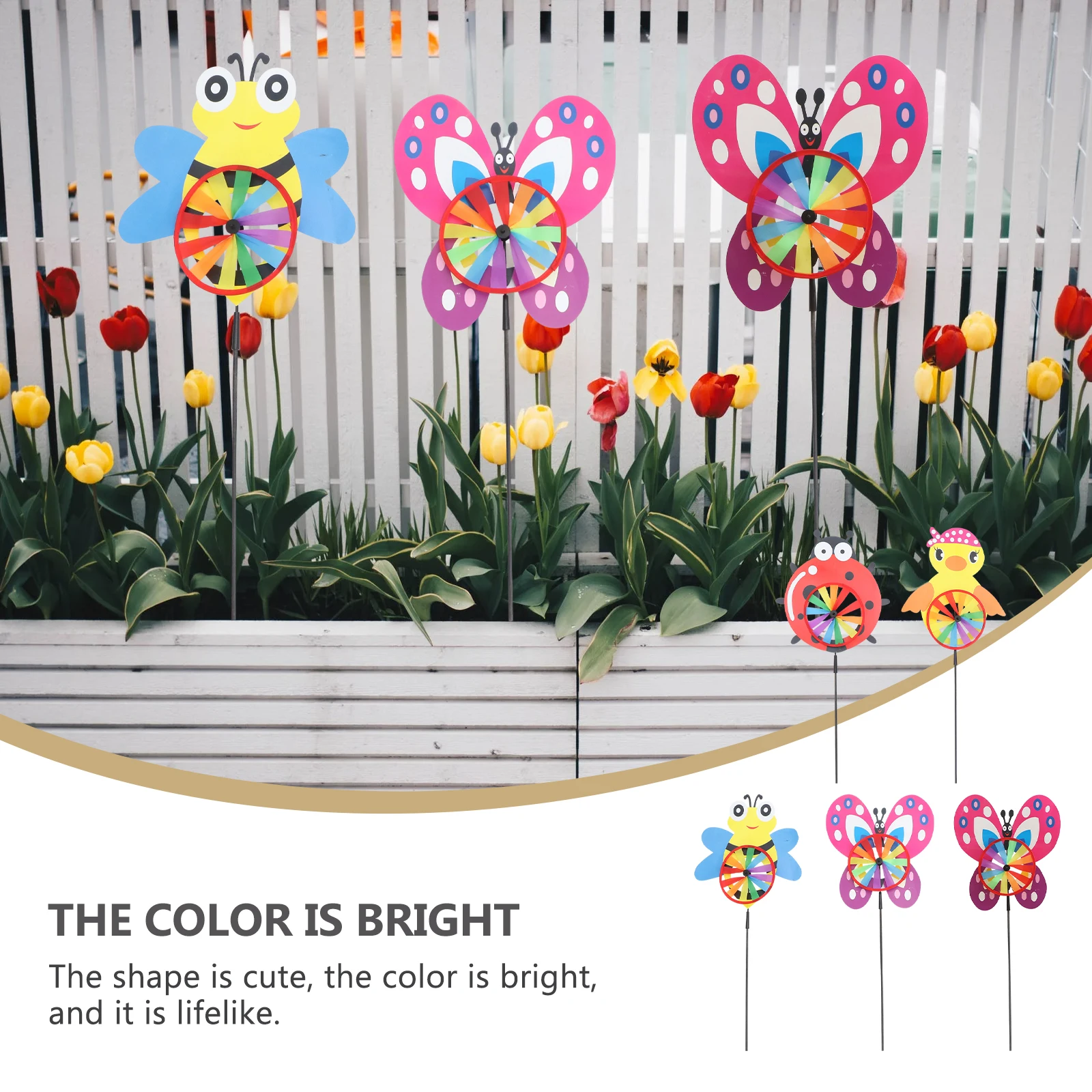 

5PCS Animal Shape Windmill Spinners Colorful Decorative Pinwheels Outdoor Toys Kids Garden Party Lawn Festive Sturdy Rod Easy