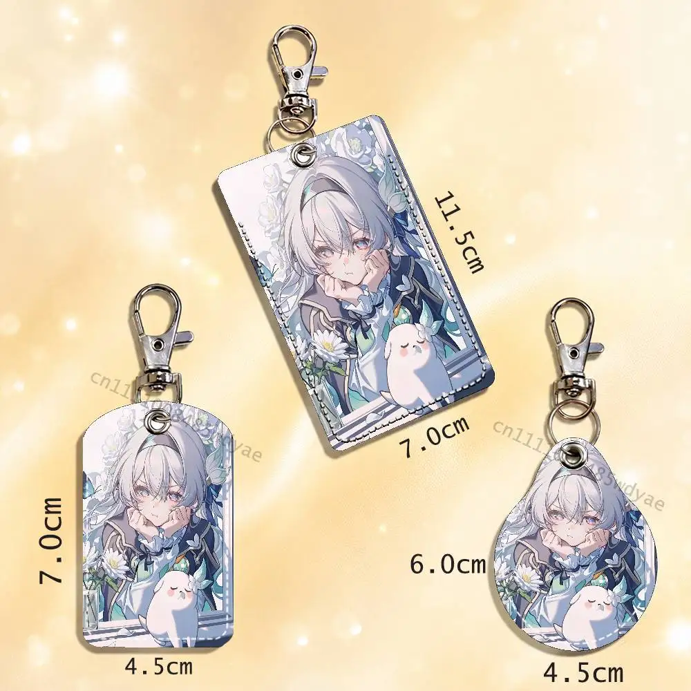 H-Honkai Star R-Rail F-Firefly Card Case Leather Card Holder Keychain Key Ring Transportation Card Case view 6