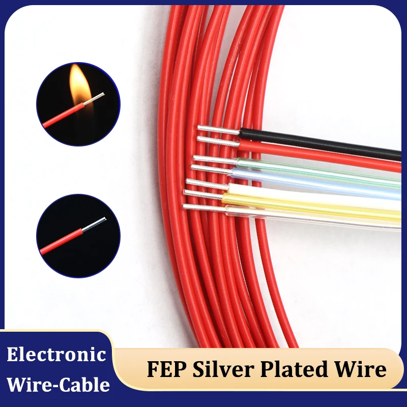 Sq 0.06 - 1mm Silver Plated Single Core Copper Wire FEP Insulation High Purity OFC Cable HiFi Audio Speaker Headphone Line DIY