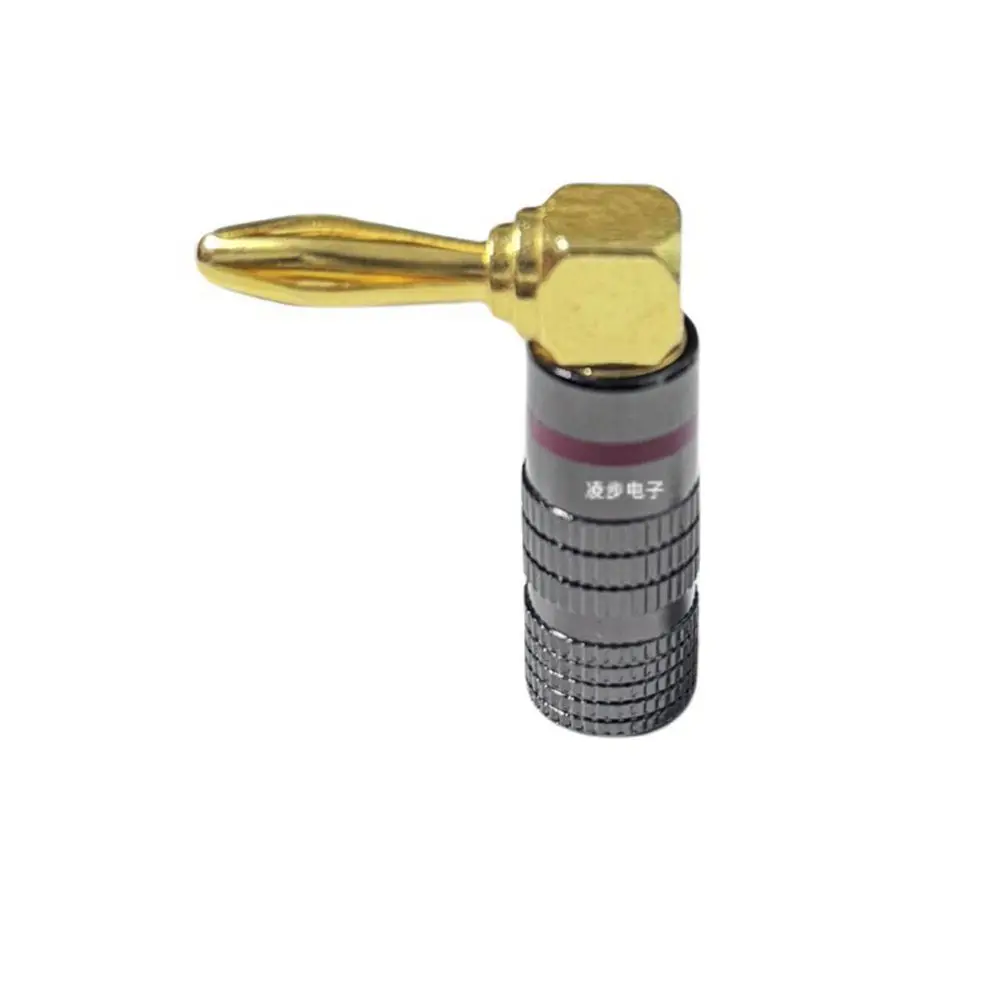 

Pure copper gold-plated black paint L-shaped 90 degree bend plug, solder free 4mm speaker banana plug, power amplifier plug, spe