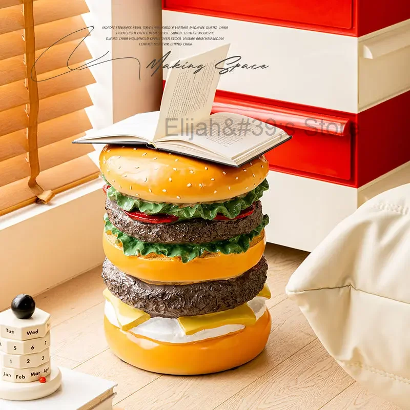 Nordic Modern Resin Hamburger Stool Nigo Decoration Change Shoes Creative Corn Stool Home Decoration Handicraft Footstool