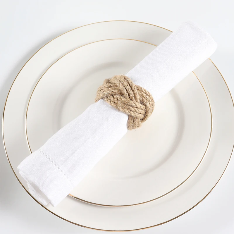 2/4/6Pcs Natural Burlap Napkin Ring Jute Rope Woven Napkin Buckles Holder Wedding Birthday Party Dinner Table Decoration Supply