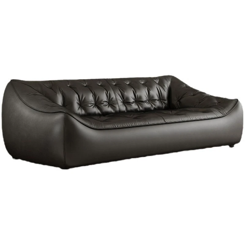 

Italian minimalist bean bag leather sofa living room small apartment designer retro medieval leather art straight row sofa