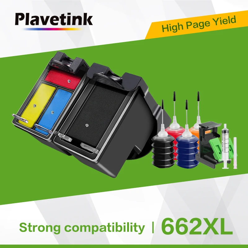 Plavetink Refilled For HP662 662XL Compatible Ink Cartridge For HP 662 XL Deskjet 1015 1515 2515 2545 2645 3545 4510 Printer