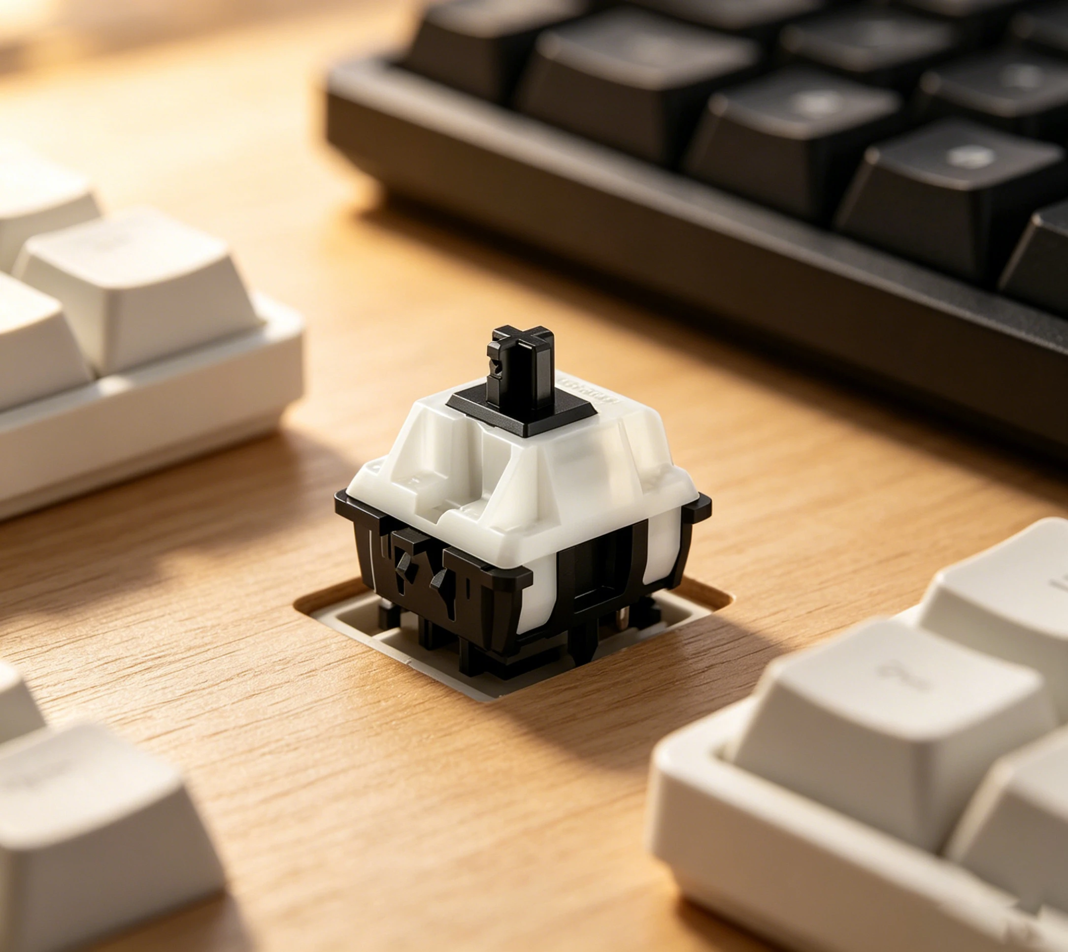 

Оригинальный линейный переключатель Cherry MX Black Clear Top NIXIE, 5-контактный, 63,5 г, с молочно-белым верхом, без смазки, mx1a-61nw для механической клавиатуры