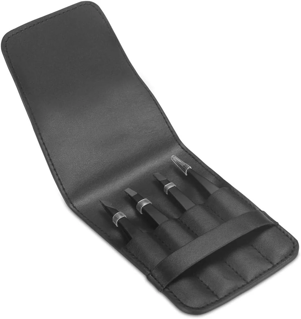 Conjunto de pinças profissionais de aço inoxidável, 4 unidades, cabelo facial para pinças, sobrancelhas e cabelos encravados, remoção de ferramentas de maquiagem