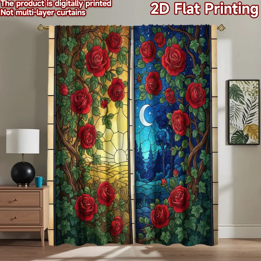 

1pc 2D flat Photography Backdrop Scene Backdrop Day Night Roses 100% Polyester Festive Holiday Use for Holiday portraits and