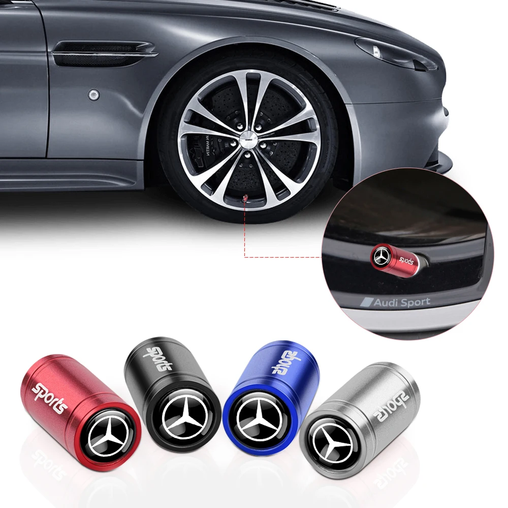 4pcs Car Tire Valve Cap Metal Dust Cover Accessories Dustproof for Mercedes Benz AMG W204 W205 W211 W212 W213 Smart Fortwo 451