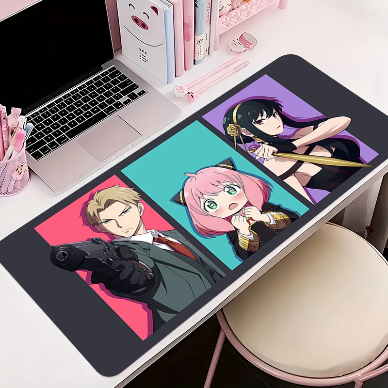 Mouse pad gamer antiderrapante anime tapete de mesa jogos acessórios para pc tablet grande hd mousepad estendido s-espião x família teclado tapete
