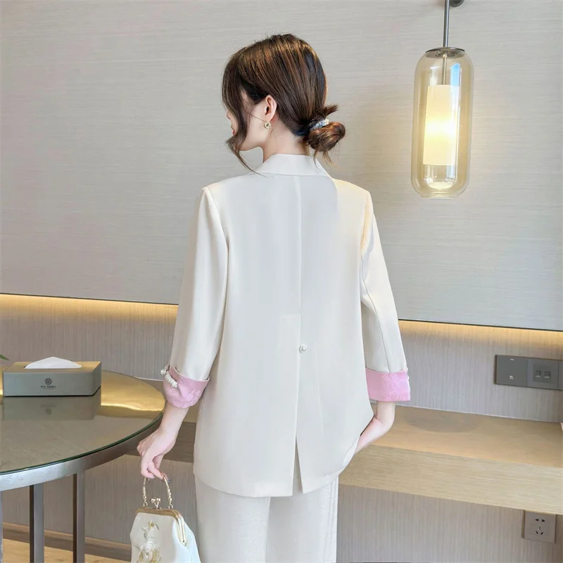 Spring Autumn Casual Blazer 2024 New Suit Collar Solid Color Women's Clothes Coat Fashion Coil Buckle Loose Outeawer Female