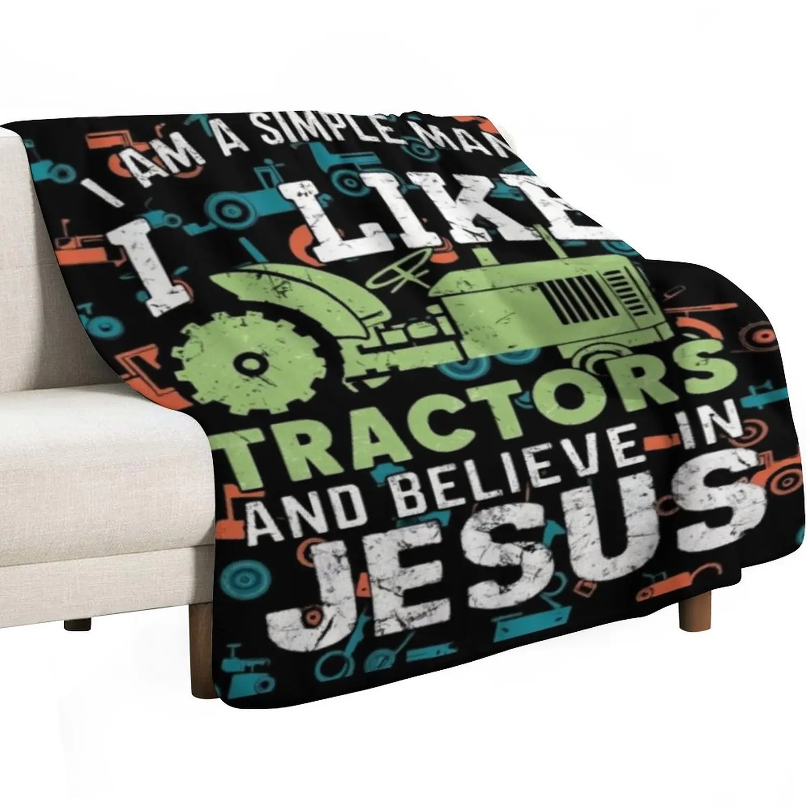 I LIKE TRACTORS JESUS CHRISTIAN FARMER. FARMERS Throw Blanket Cute Single Hairys For Decorative Sofa for babies Blankets
