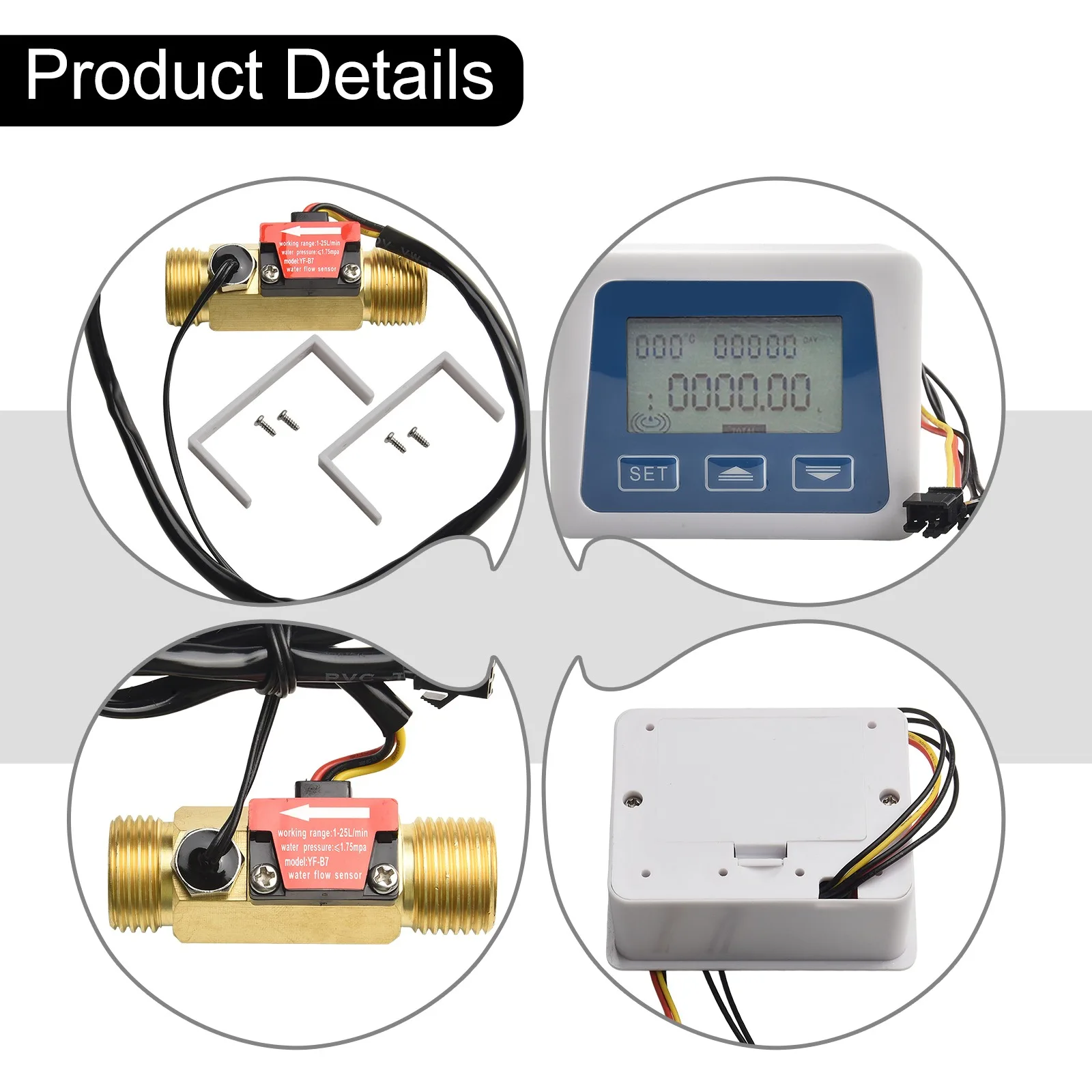 Electricity Meter Digital Fuel Gauge Material ABS And Copper Measurement Range 1-25L min 80mm*67mm For Home Use