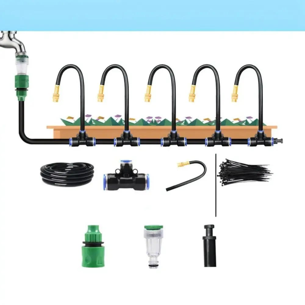 Flexible Mist Spray Irrigation System Garden Greenhouse Watering Kit For Patio Lawn Plant Hydration Cooling Tool