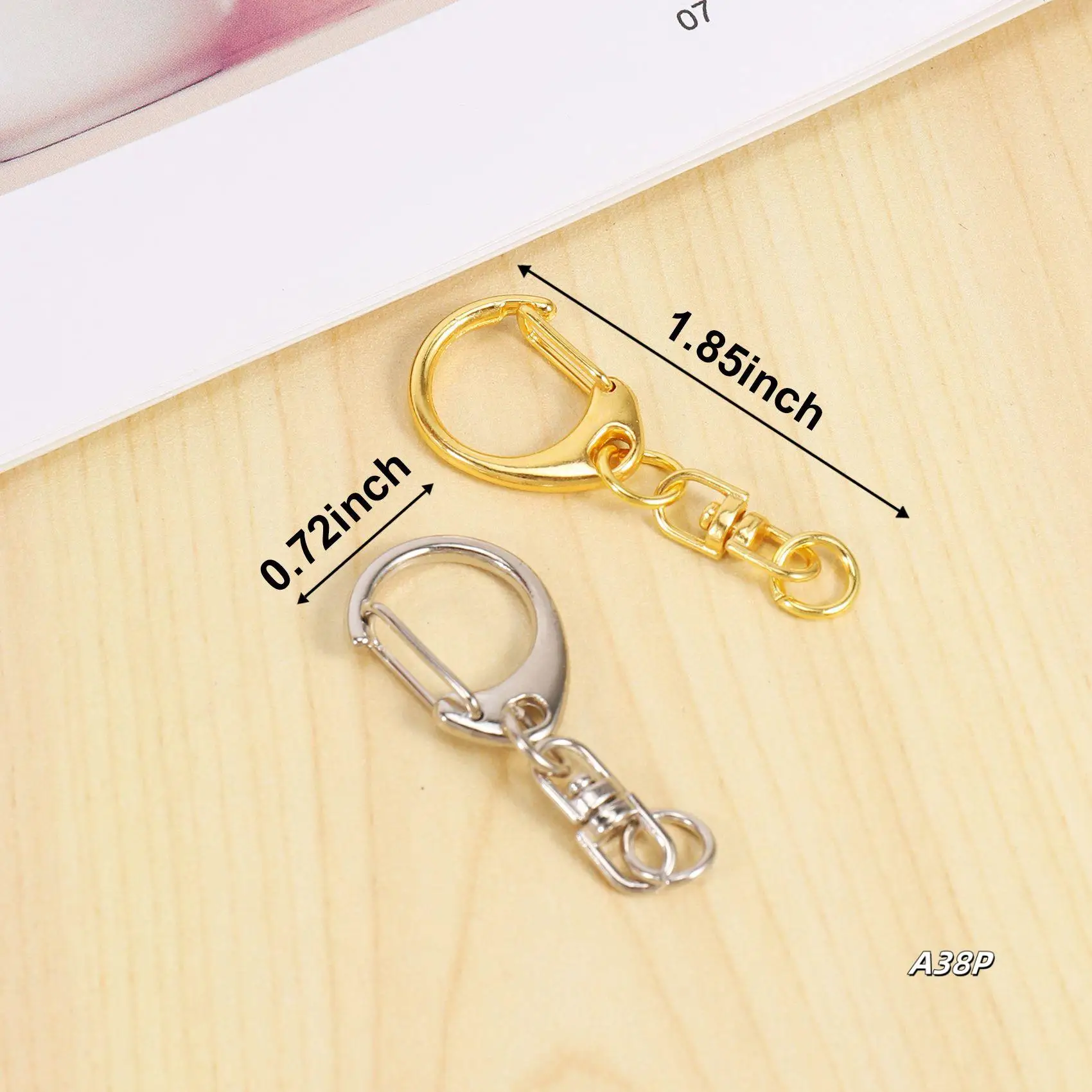 

100 Piece D Hook Keychain Hardware With Jump Rings, Metal Split Key Ring Clips With Chain For Craft Charm Making DIY