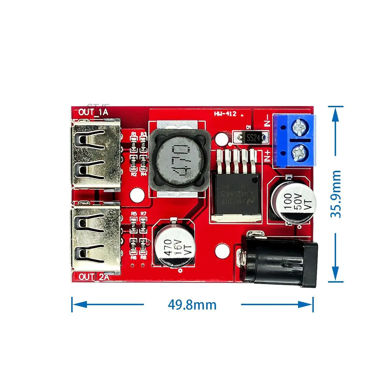 LM2596 LM2596S Dual USB DC-DC 9V 12V 24V 36V to 5V 3A Step Down Buck Converter Board Car Charger Solar Power Supply Module