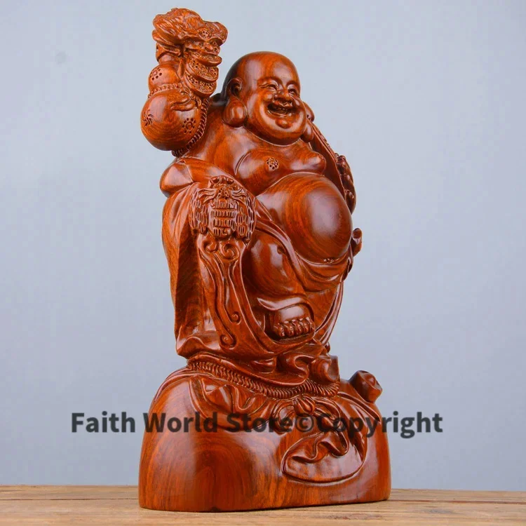40cm large - figure of the Buddha # business Bless Safety Good luck Success Handmade red wood Maitreya Buddha carving statue