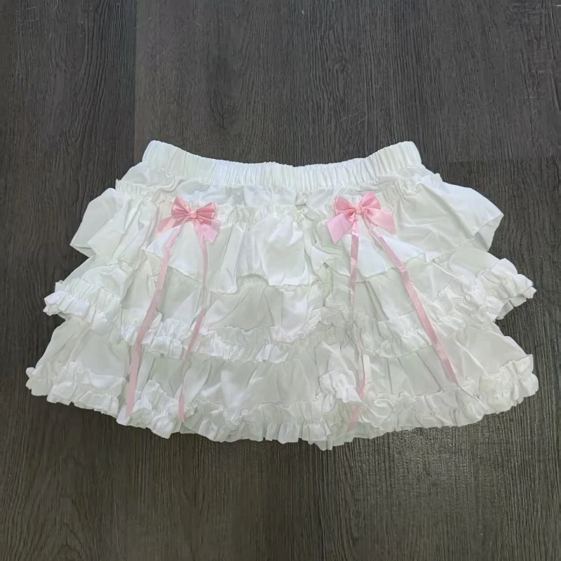 

Sweet Casual Elastic Waist New Short Skirt Women Summer Chic White Ruffle Cake Skirts Female Fashion Pretty 2025 Princess Skirt
