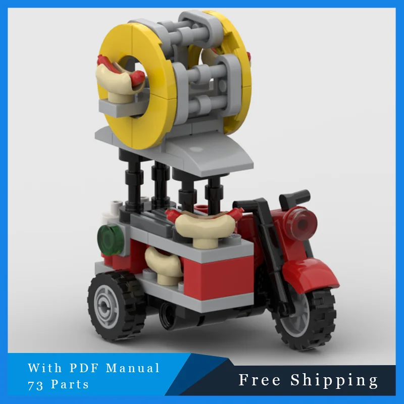 

73 шт. городские мотоциклетные кирпичи для закусок ​ ​ Модель креативных строительных блоков MOC, набор игрушек для сборки своими руками для детей, отличный рождественский подарок