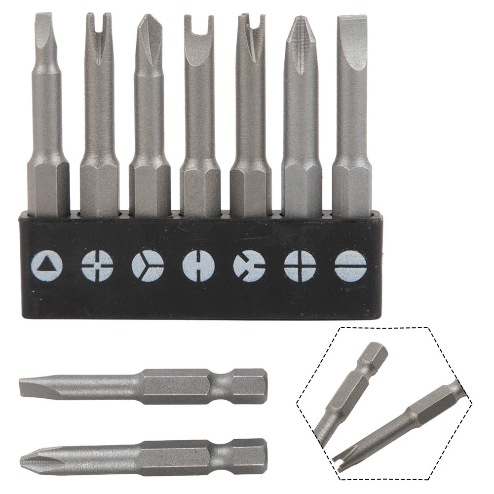 7pcs/set Special-Shaped Screwdriver Set PH2 U Y Shape Triangle 50mm 1/4 Hex Shank Screwdriver Bits For Electric Screwdrivers