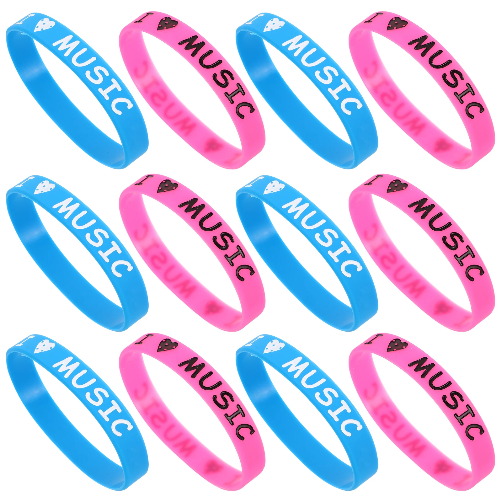 

12 Pcs I Love Music Bracelet Colorful Bracelets Festival Party Favors Rock and Roll