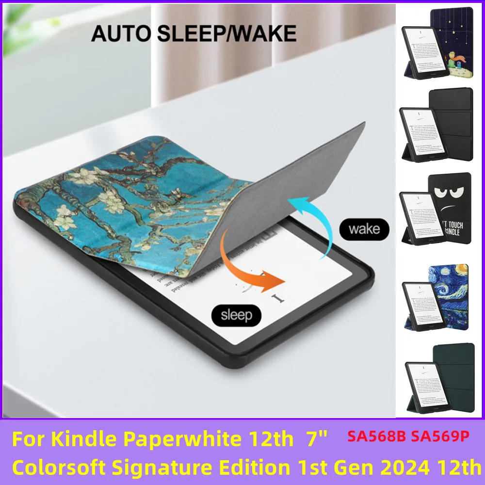 

Stand Case for 7" Kindle Paperwhite 12th Generation Colorsoft Signature Edition 12th 2024 Ebook Auto Wake/Sleep Magnetic Cover