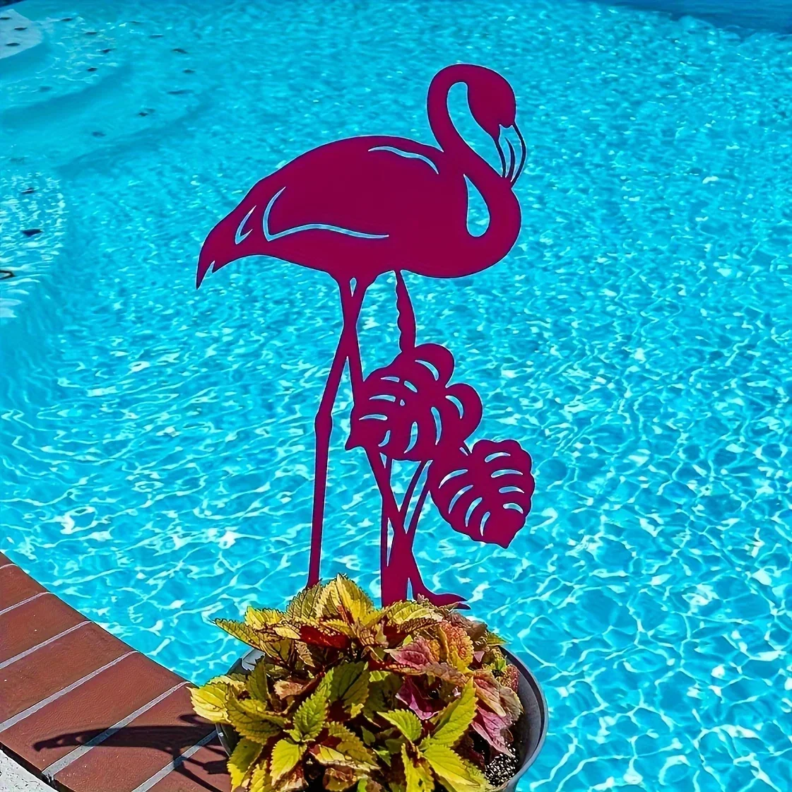 

metal iron CIFBUY Flamingo Hollow Dust Proof decor Wrought Iron Art Sculpture Garden Metal Home Garden Yard Outdoor Statue Stake